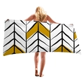 Thick geometric V-pattern beach towel with yellow and black chevron microfiber design - Yellow Black Geometric Chevron (9)