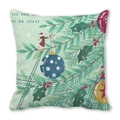 Minimalist square Christmas pillow cover with vintage elf illustration and festive quote - Season To Be Jolly Elf (17)
