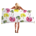 Serviette de plage épaisse avec motifs de feuilles à l'aquarelle rouge et jaune sur blanc - Style Imprimé Feuilles Rouge Jaune Vert (17)