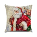 Dettaglio della trama in lino sulla fodera per cuscino con pittura di Babbo Natale - Motivo Babbo Natale con Sacco dei Regali (3)