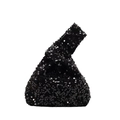 Elegante schwarze Pailletten-Knotentasche mit glitzerndem Finish für Abend und Party - Schwarz