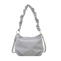 Light blue faux leather handbag with pleated strap and cute bear print detail - Blue Without Charm