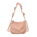 Chic pink pleated handle shoulder bag with a bear print design on soft faux leather - Pink Without Pendant