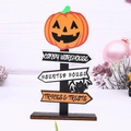 Halloween Holz-Wegweiser-Deko mit Kürbis-Laterne und Richtungspfeilen für den Tisch - Kürbis-Stil (CANDY WAREHOUSE)