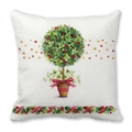 Christmas wreath topiary pillowcase with red polka dot bow on soft peach skin fabric - Bow Topiary (7)
