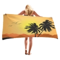 Dickes Strandtuch mit tropischem Sonnenuntergang und Palmen für den Sommerurlaub - Sonnenuntergang Palmen Vögel Stil (1) / 150x75cm