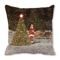 Christmas Santa Claus and reindeer sleigh pattern pillowcase in peach skin fabric - 18x18 Inch / 36