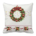 Square peach skin Christmas pillowcase with holly wreath and festive red ribbon - Holly Bow Wreath (8)
