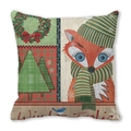 Winter Frolic kussenhoes met schattige vos-illustratie op zachte perzikhuid polyester stof - Winterpret Vos (37) / 45x45cm