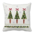 Square peach skin Christmas pillowcase featuring hand-drawn trees and red bows - Hand-painted Christmas Tree (9)