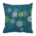 Christmas peach skin pillow case featuring teal geometric snowflakes and festive patterns - 45x45cm / Dark Teal Geometric Snowflake (7)