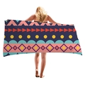 Dickes Strandtuch aus Mikrofaser mit bunten geometrischen Stammesmustern und Zickzack - 150x75 / Ethno-Geometrisch (11)