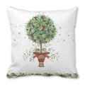 Christmas wreath cushion cover featuring holly berries and a red polka dot bow - Starry Potted Plant (11)