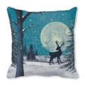 Minimalist peach skin pillowcase with winter reindeer and moon silhouette print - Winter Night Elk Silhouette (10)