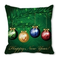 Dark green Christmas pillowcase with 2014 pine branch and Happy New Year print - 45x45cm / Dark Green Pine Branch New Year (9)