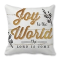 Detail of soft peach skin cushion cover with vintage Joy to the World holiday print - Modern Country Text (13) / 18x18 Inch