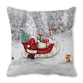 Square Christmas pillowcase with Santa Claus and reindeer print in festive red and grey - Santa and Reindeer Gifts (29)
