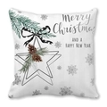 Detail of Christmas peach skin pillowcase with Merry Christmas text and pine branch star - Happy New Year Wishes (5) / 18x18 Inch