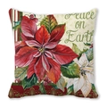 Floral Peace on Earth Christmas pillowcase with poinsettia flowers and green holly leaves - Peace on Earth Vintage Style (40)