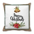Detail of Christmas pillow cover featuring Merry Christmas script with festive holly and bells - Handwritten Christmas (6)