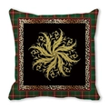 Detail of Christmas pillow cover featuring leopard print and vintage gold floral patterns - Vintage Scroll Black Gold (17)