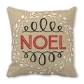 Christmas Noel peach skin velvet throw pillow cover with wreath design and red lettering - NOEL Christmas Wreath (8)