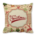 Christmas cushion cover with Merry Christmas text, reindeer and tree patterns - Merry Christmas Beige (39)
