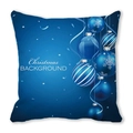 Blue Christmas throw pillow cover featuring festive holiday ornaments and snowflakes - 45x45cm / Dark Blue Christmas Background (10)