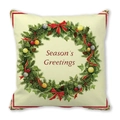 Detail of Christmas pillowcase with festive wreath and Season's Greetings text print - Season's Greetings Wreath (29)