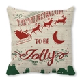 Detail of Christmas pillowcase with Santa, reindeer print and 'Tis the Season' text - Xmas Red Green White (35) / 18x18 Inch