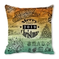 Detail of Christmas pillowcase with hand-drawn tree and gingerbread man print - Hand-drawn Retro 2019 (26) / 18x18 Inch