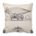 Detail of Christmas Santa flying zeppelin print on soft peach skin pillowcase - Santa Airship (24)