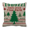 Detail of vintage Christmas tree farm print on peach skin velvet cushion cover - Vintage Tree Farm (39) / 18x18 Inch