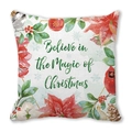 Detail of Christmas pillow cover with watercolor florals and Believe in Magic text - Believe in Magic Christmas Style (25)