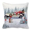 Christmas pillowcase with Santa driving a vintage car and cute dogs on snow - Santa Driving a White Car (30)