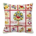 Detailed view of Christmas pillow cover featuring 12 Days of Christmas folk art print - 12 Days Illustration (33)