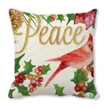 Festive Peace floral pillow cover with watercolor cardinal bird and winter berries design - Peace Christmas Cardinal Style (21)