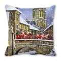 Detail of Christmas pillowcase with Santa Claus and reindeer sleigh snowy winter scene - Santa Claus with Reindeer Sleigh Style (28)