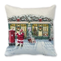 Christmas Santa Claus cushion cover in cream peach skin with vintage post mail print - Santa Red Mailbox (31)
