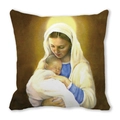 Exotic portrait pillowcase featuring Virgin Mary and Jesus Christ on peach skin fabric - Madonna and Child Style (3) / 45cmx45cm (Cover Only)