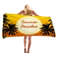 Summer Paradise Strandtuch mit gelbem Sonnenuntergang, Palmen und dickem Frottee-Gewebe - Summer Paradise Text Stil (7) / 150x75cm
