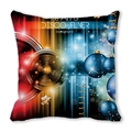 Square peach skin pillowcase with vibrant disco flyer print and speaker graphics - 45x45cm / Disco Party Theme (12)