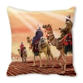 Detailed close-up of exotic desert camel caravan oil painting print on square cushion cover - Desert Camel Caravan Style (28) / 45cmx45cm (Cover Only)