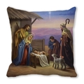 Detail of Nativity scene print on a square pillowcase made of soft peach skin fabric - Realistic Nativity Scene Style (37) / 45cmx45cm (Cover Only)