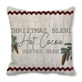 Detalle de funda de cojín navideño con reno geométrico y texto de chocolate caliente - Chocolate Caliente Vintage Christmas Blend (36)