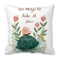 Minimalist white pillowcase with turtle and snail print and slow living quote - Take It Slow Turtle (14)