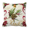 Christmas Peach Skin Pillowcase featuring Peace text with pine cones and winter florals - Peace Christmas Pinecone Style (23)
