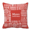 Rote Weihnachtskissenhülle mit weißen Stammesmustern und Merry Christmas-Aufdruck - Roter ethnischer Totem-Feststil (8)