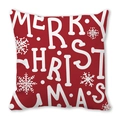 Roter Weihnachts-Kissenbezug mit weißem Merry Christmas Schriftzug und Schneeflocken - Rote Schneeflocke Kunstschrift Stil (10)