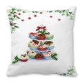 Taie d'oreiller de Noël avec support à cupcakes aquarelle et imprimé houx sur tissu - Style Support à Dessert de Noël